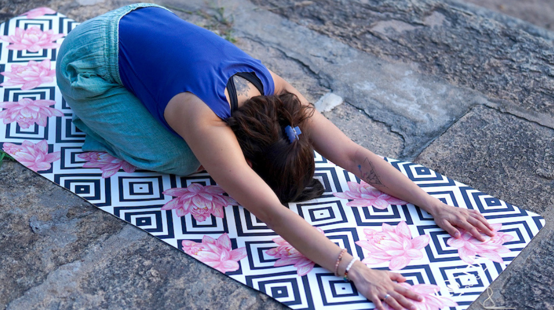 Yoga for Better Sleep, yoga Poses to Try Before Bed, Balasana (Child’s Pose), kosha yoga mat