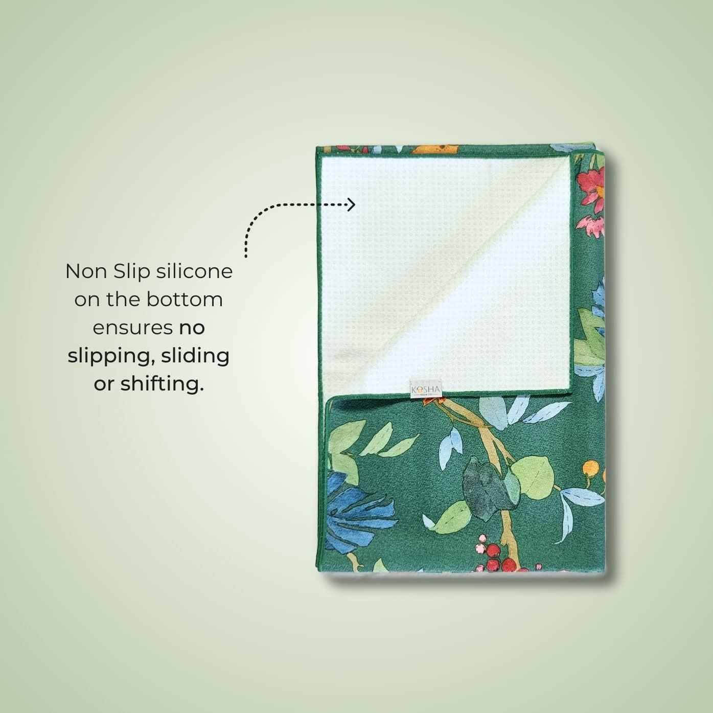 travel friendly machine washable yoga towels in tropical print by kosha yoga co