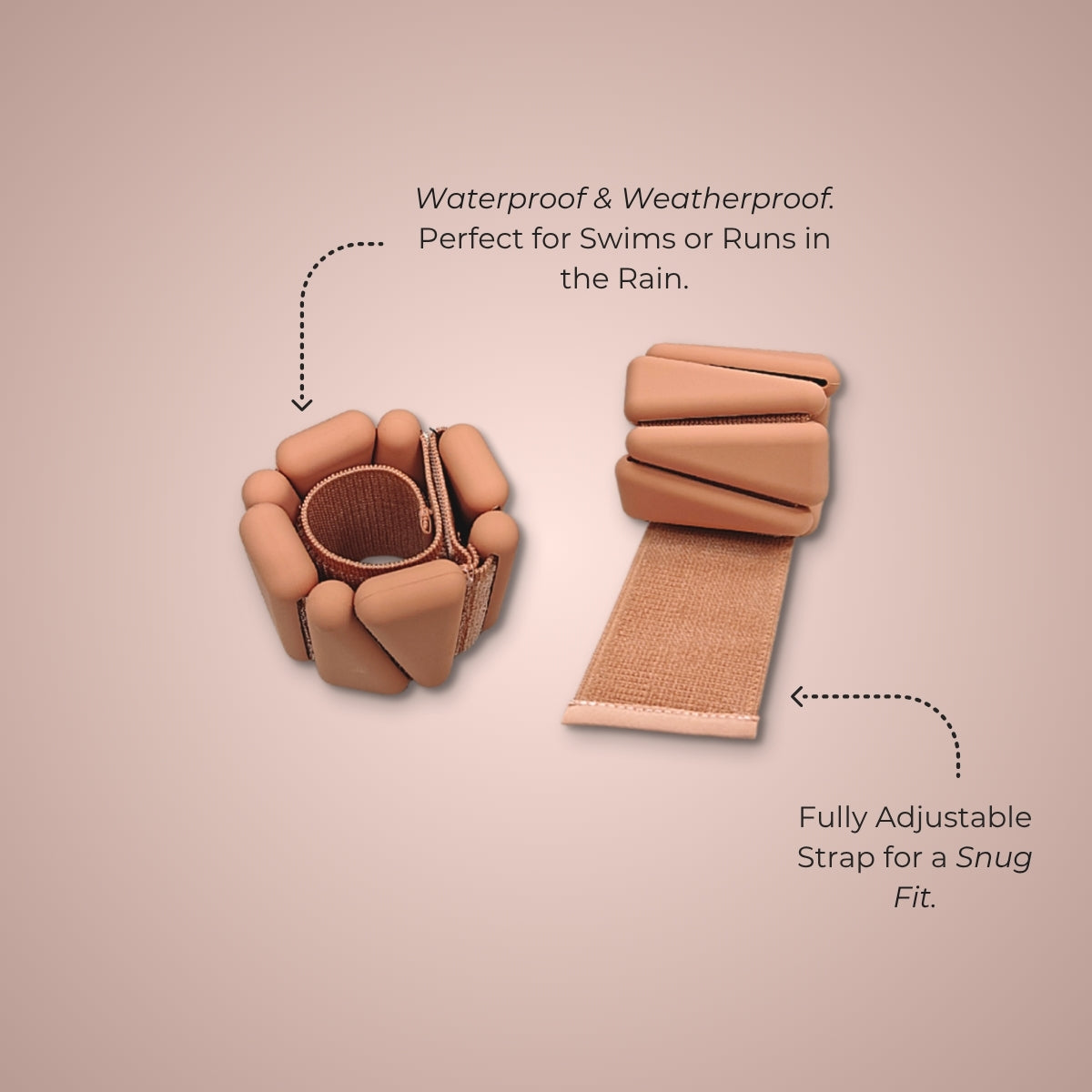 silicone waterproof ankle and wrist weights for exercise workout gym yoga pilates by kosha yoga co in pink colour