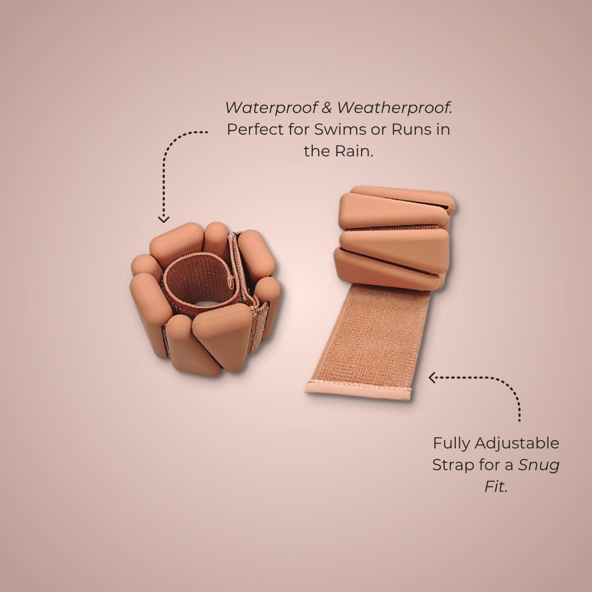 silicone waterproof ankle and wrist weights for exercise workout gym yoga pilates by kosha yoga co in pink colour