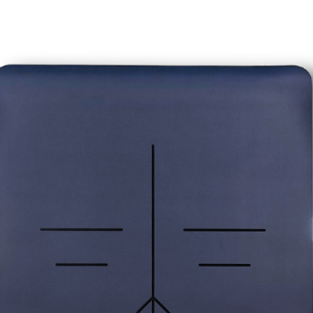 Navy blue yoga mat with customised design on a white background