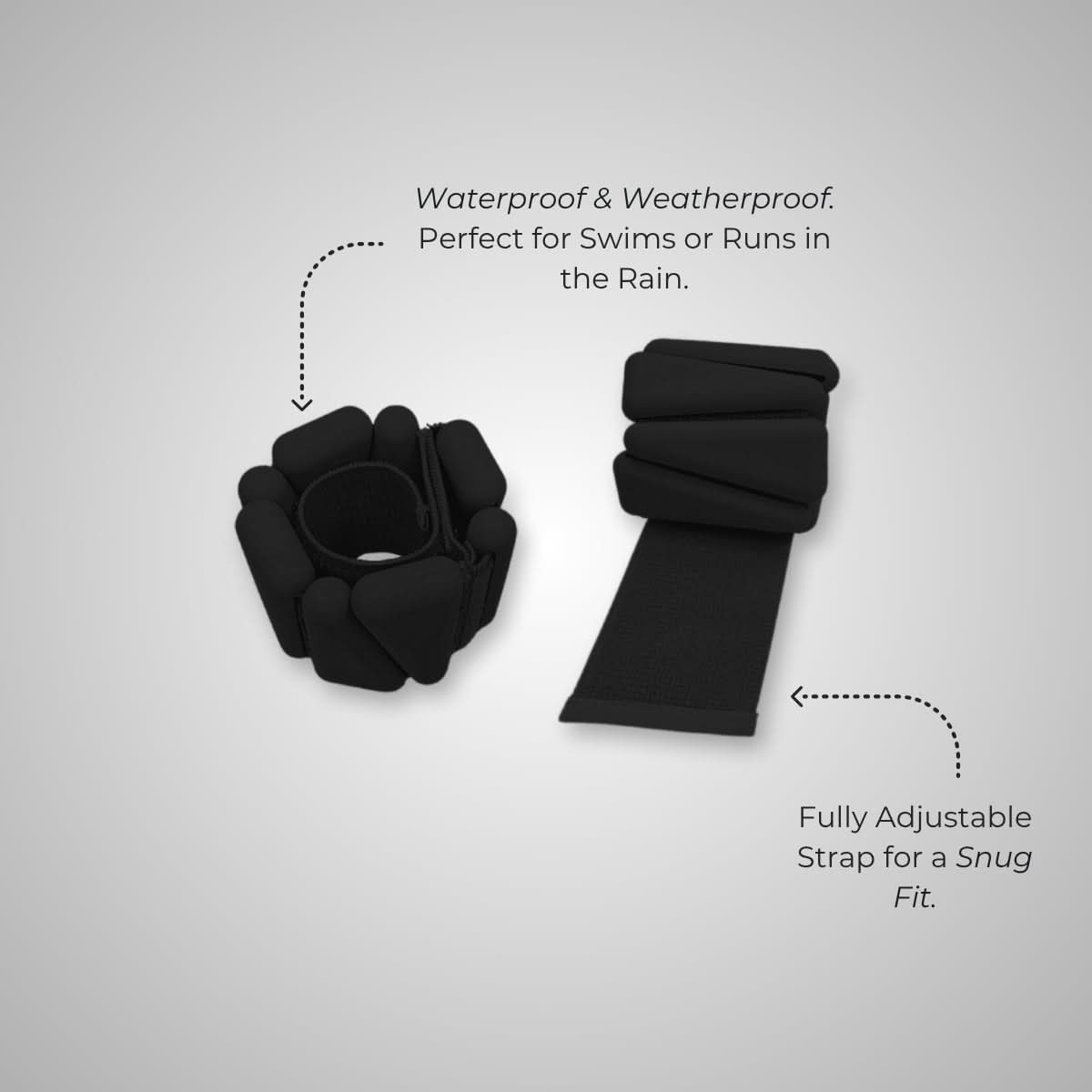 silicone waterproof ankle and wrist weights for exercise workout gym yoga pilates by kosha yoga co in black colour