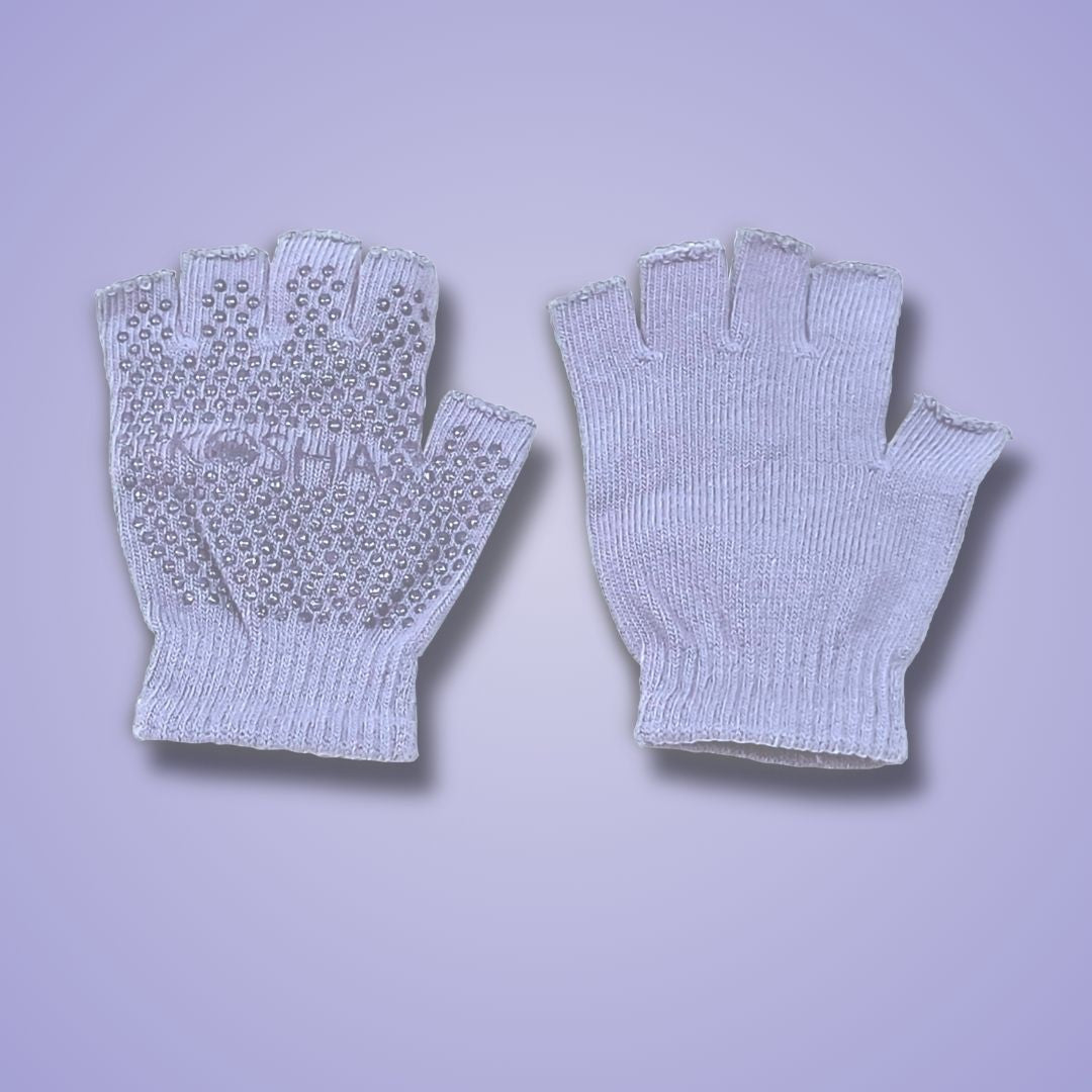 yoga socks and gloves for men and women made from cotton and anti skid non slip silicone in purple colour