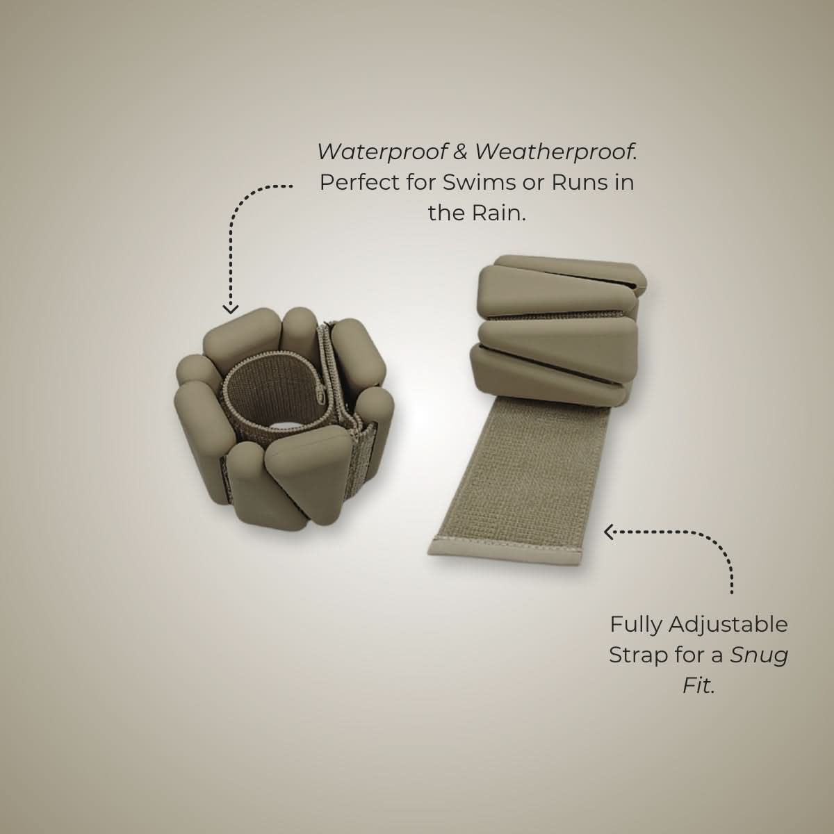 silicone waterproof ankle and wrist weights for exercise workout gym yoga pilates by kosha yoga co in olive green colour