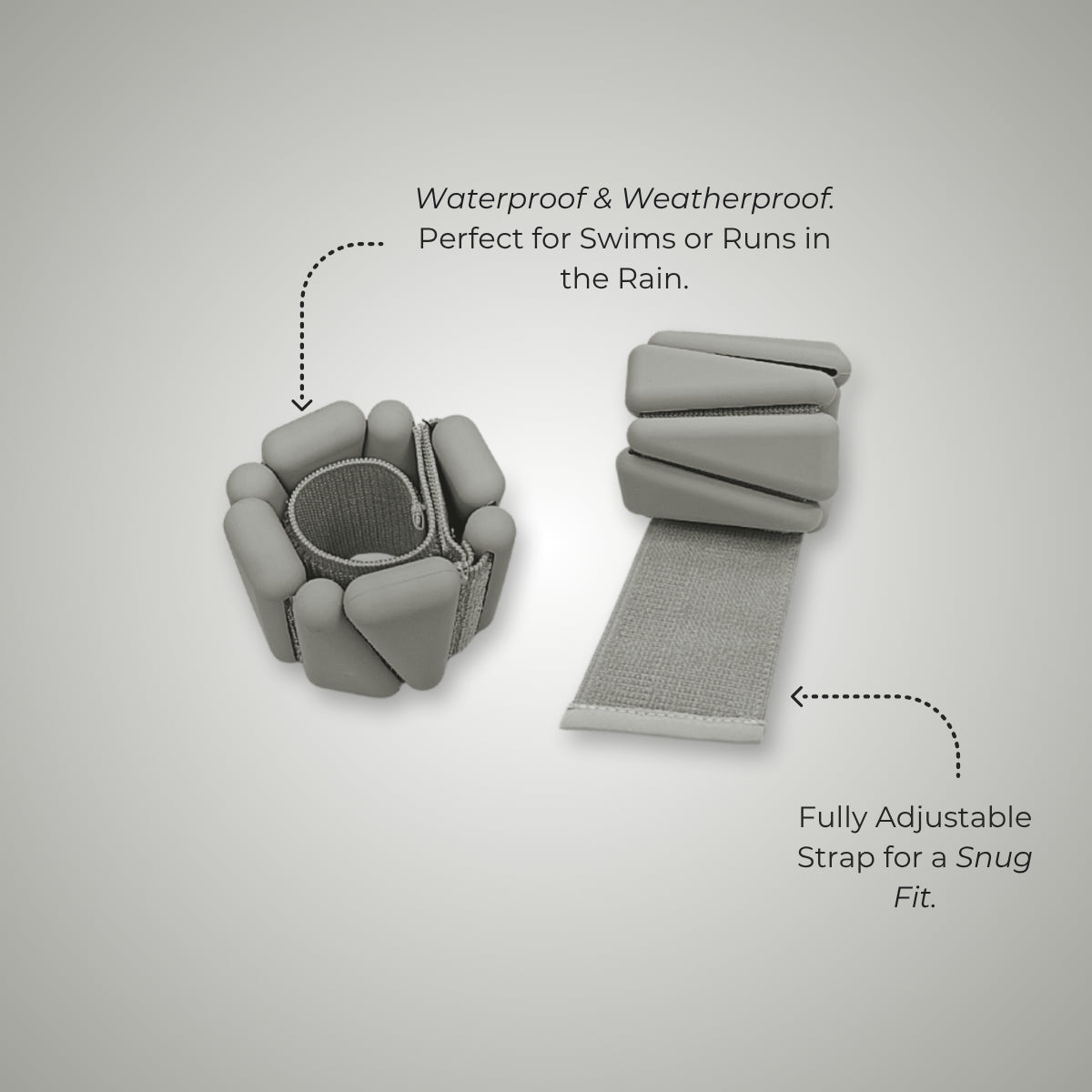 silicone waterproof ankle and wrist weights for exercise workout gym yoga pilates by kosha yoga co in gray colour