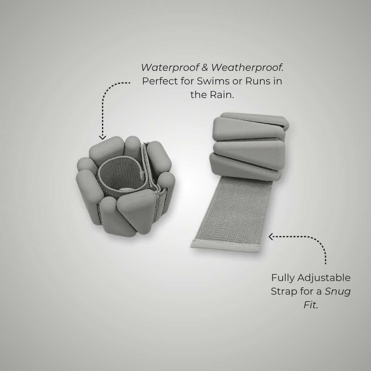 silicone waterproof ankle and wrist weights for exercise workout gym yoga pilates by kosha yoga co in gray colour