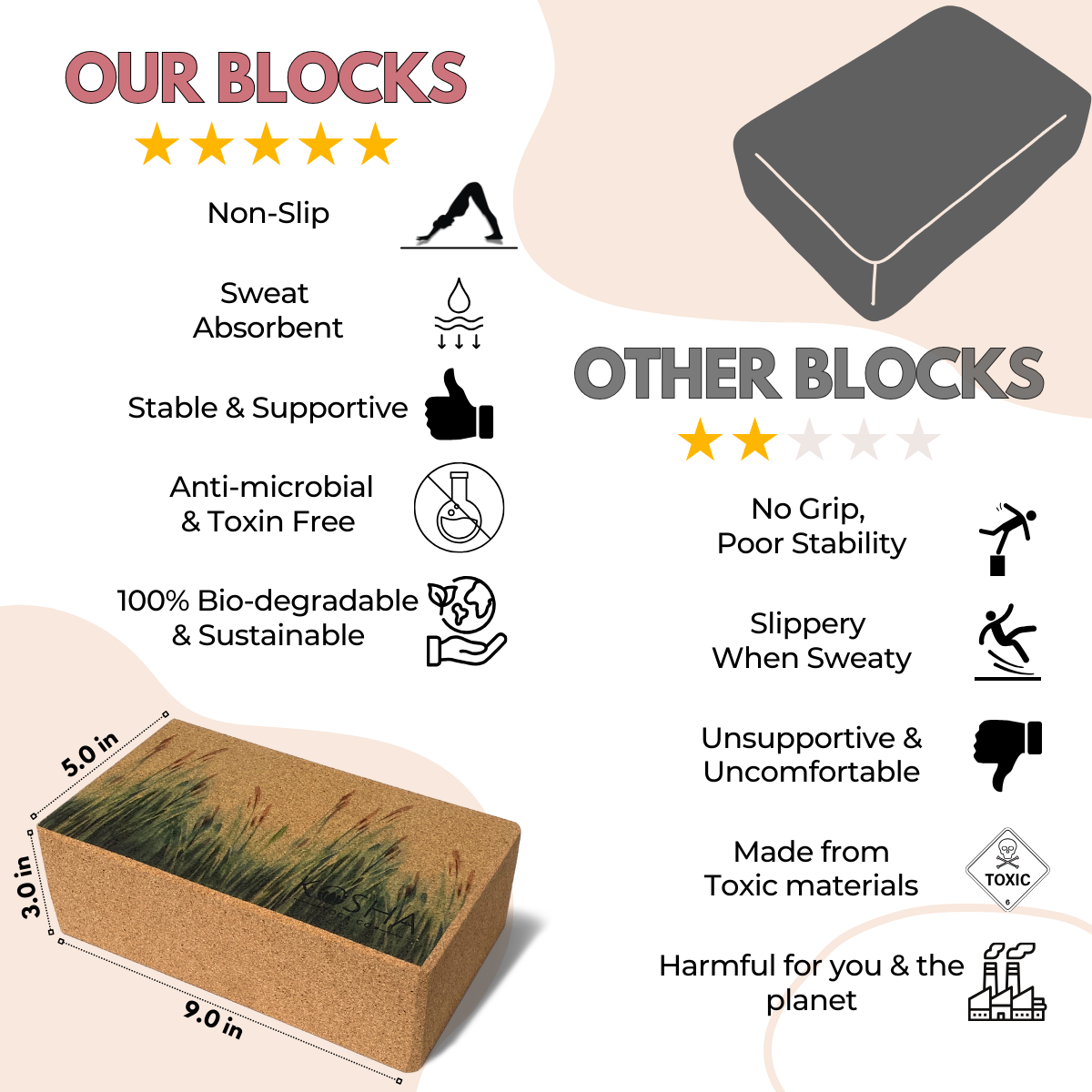 Yoga Blocks Bricks By Kosha Yoga Co. India best yoga prop
