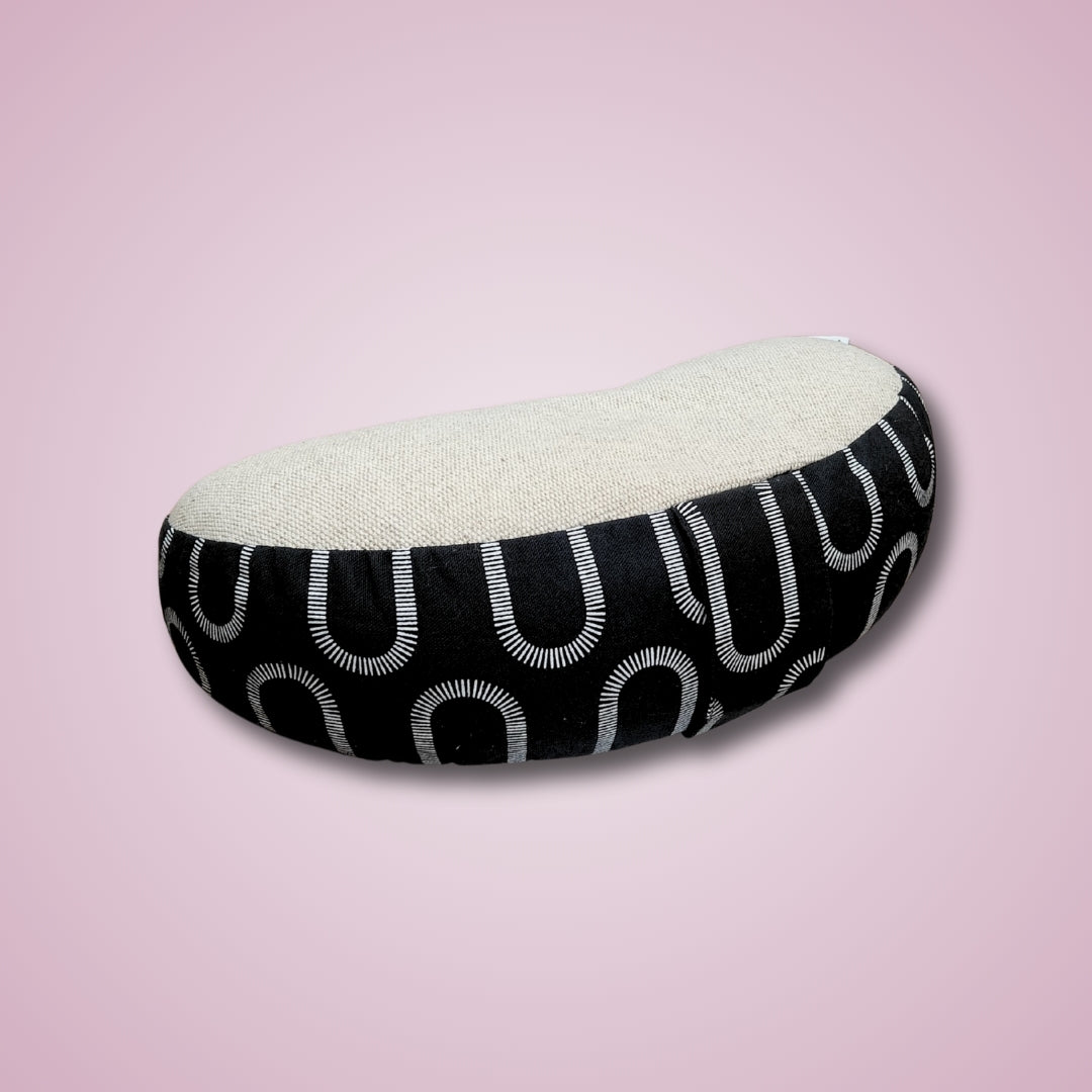 half moon shape meditation pillow for sitting cross legged in Black colour