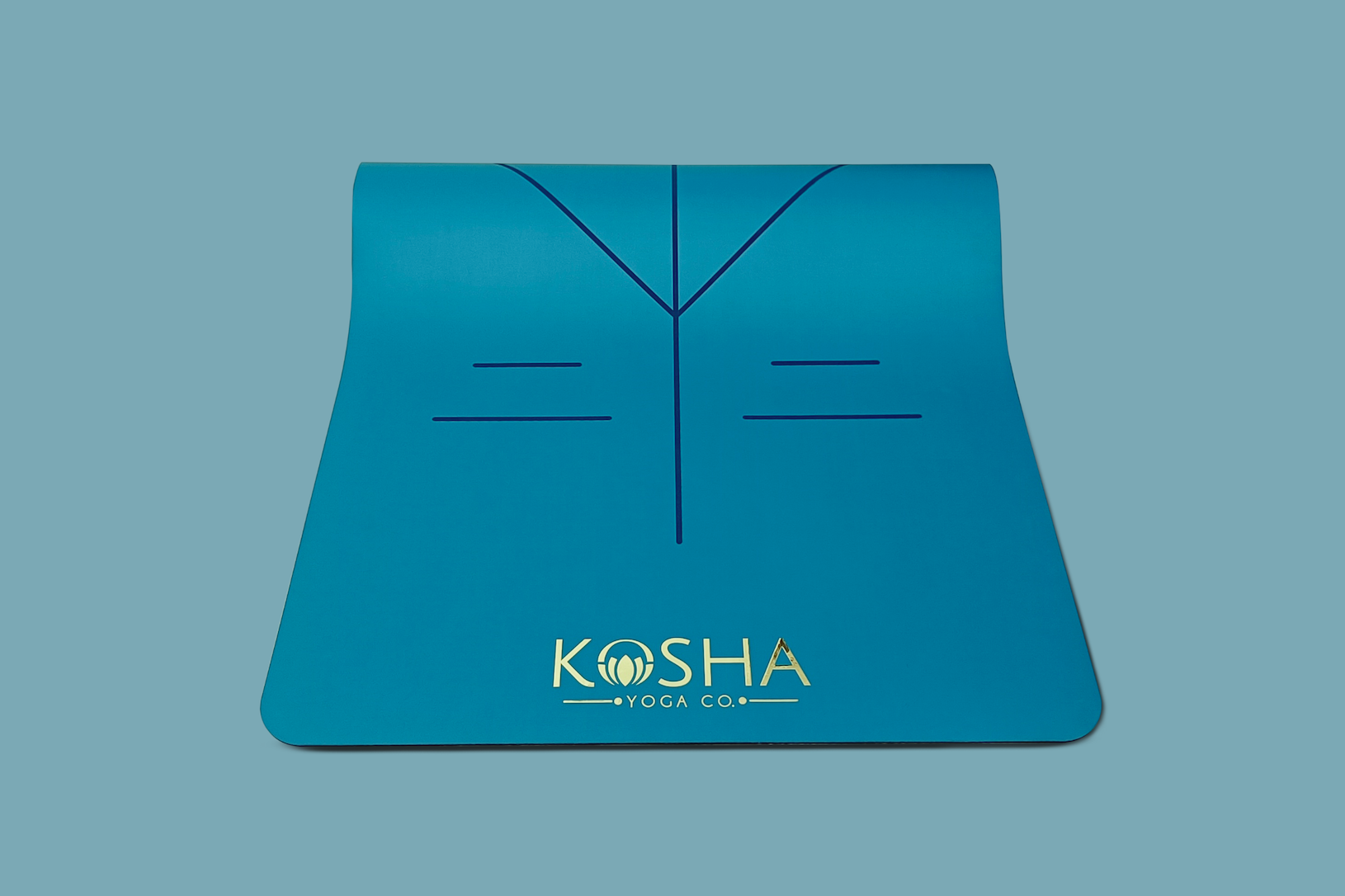natural rubber yoga mat in blue colour with extra thickness by kosha yoga co for men and women