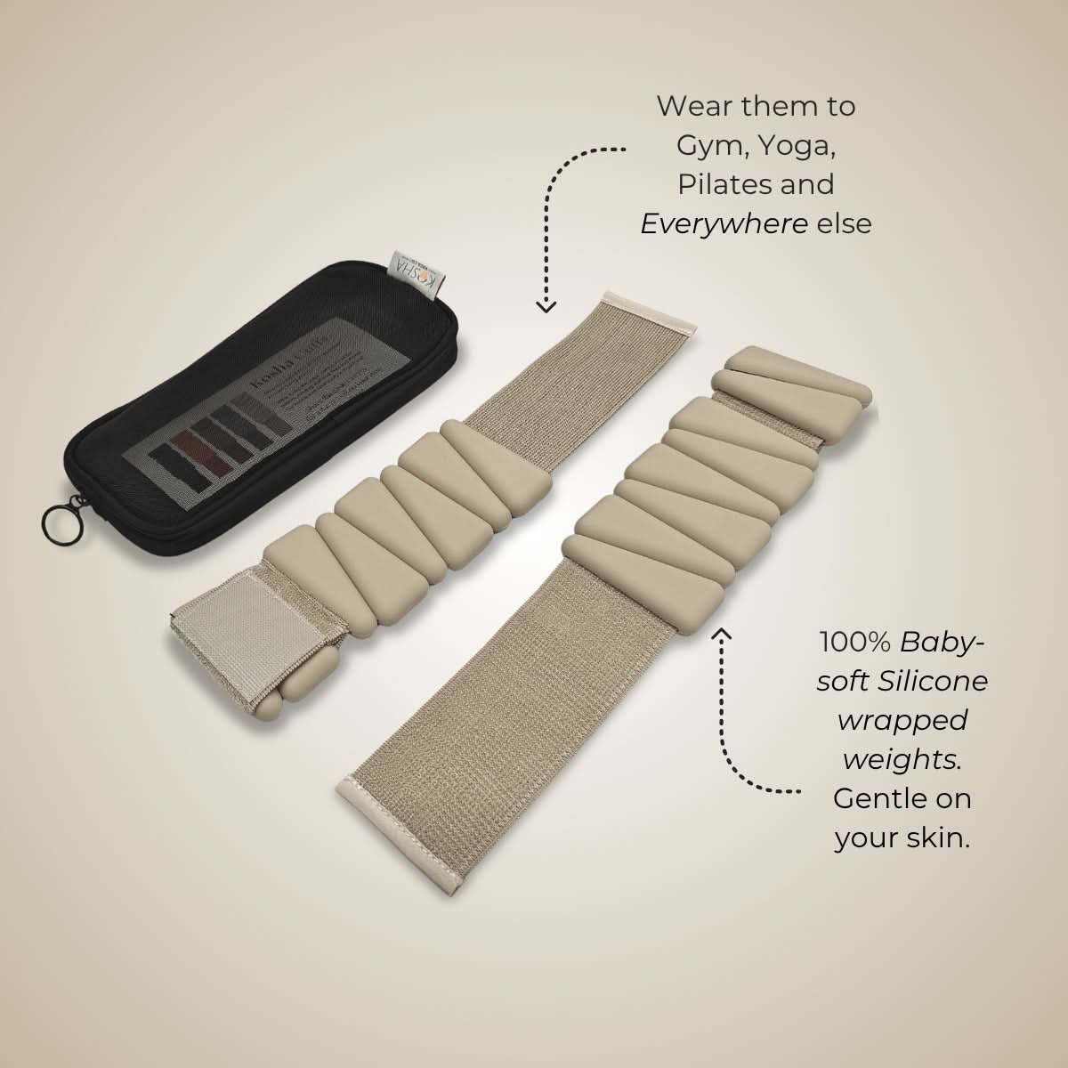 crme silicone ankle & wrist weights that are non slip and waterproof for all day comfort by kosha yoga co