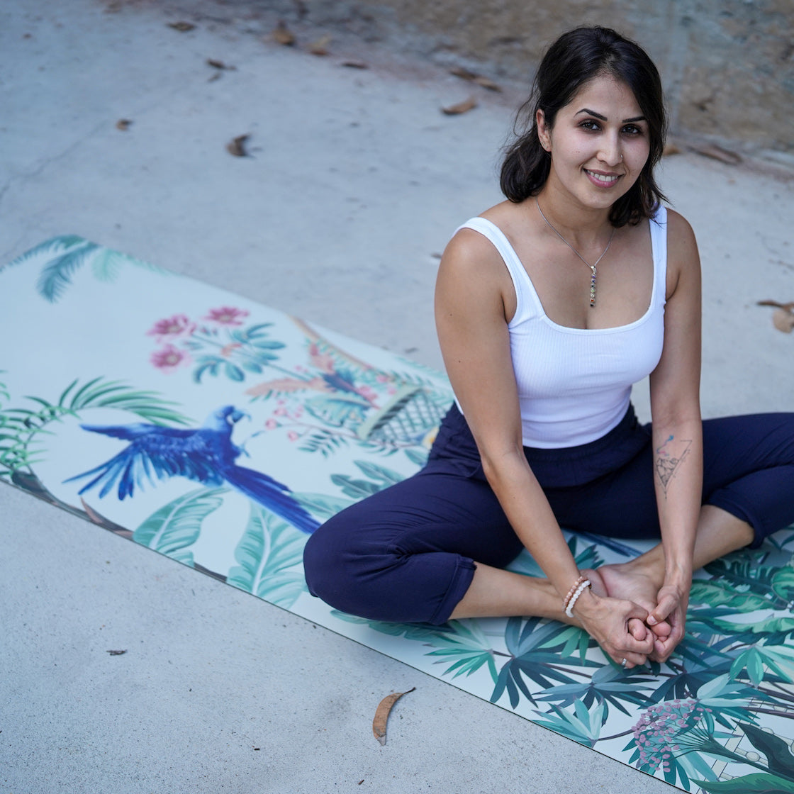 printed yoga mat for women with non slip non skid sweat absorbent top by kosha yoga co
