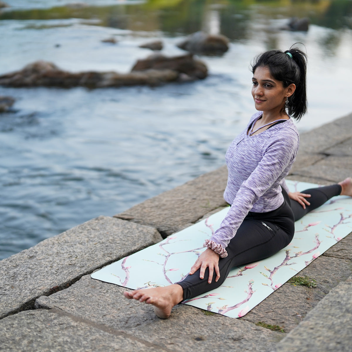 extra thick yoga mat by kosha yoga co with floral print