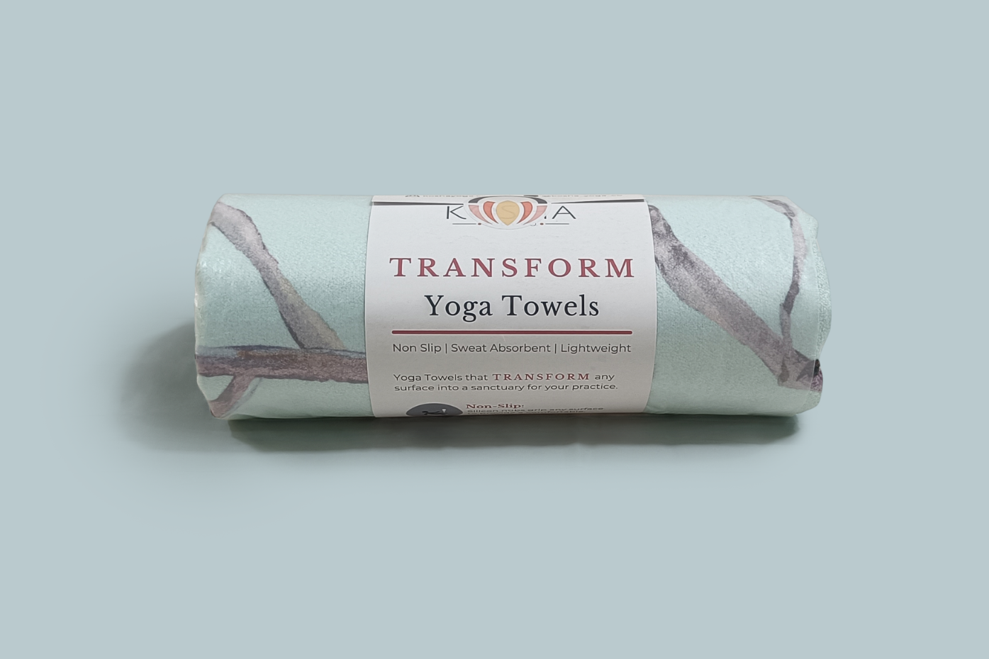 sweat-absorbent, anti-slip, machine washable yoga towels in light green colour by kosha yoga co