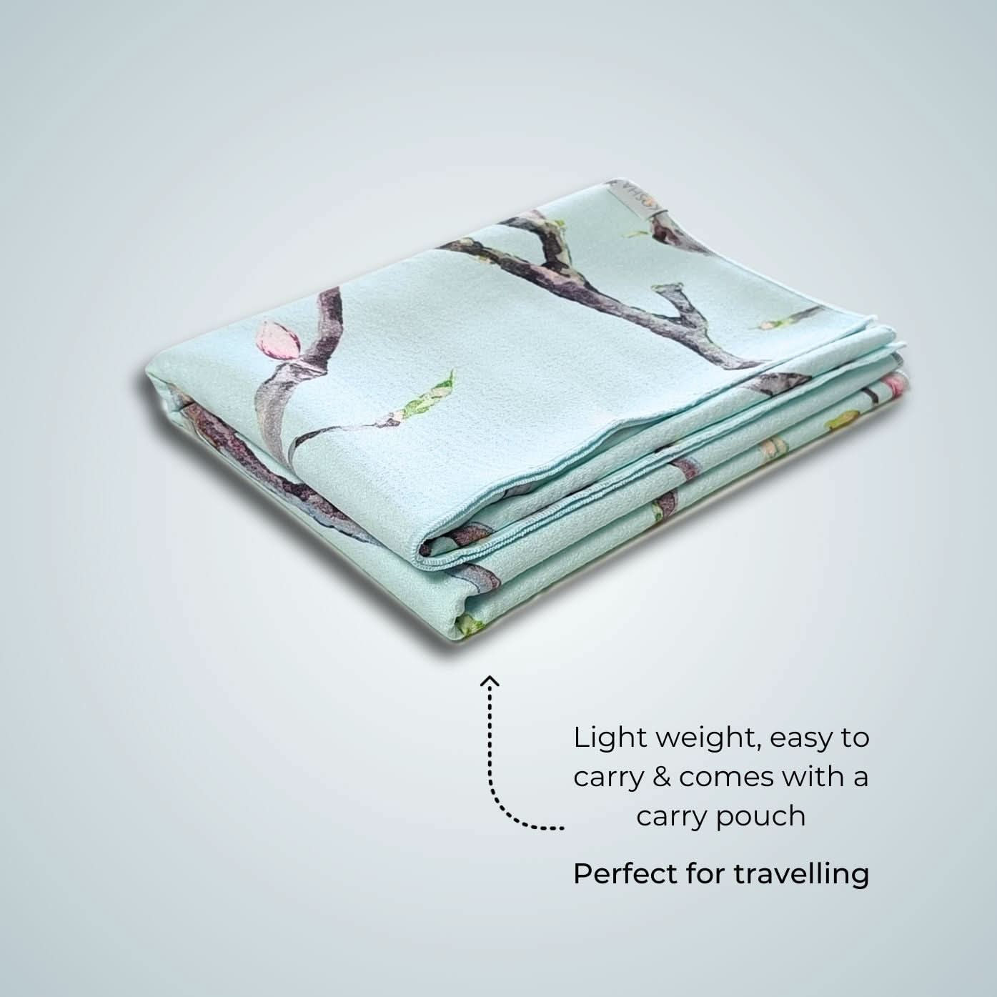 extra long and wide non slip yoga towels by kosha yoga co in blue tropical animal print by kosha yoga