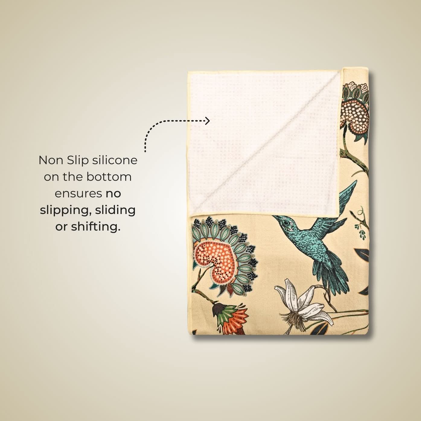 travel friendly machine washable yoga towels in off white tropical print by kosha yoga co