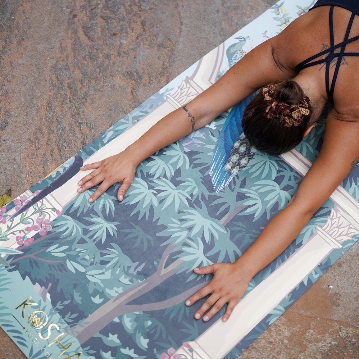 tropical printed yoga mat with skid proof grip by kosha