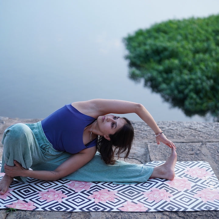 extra wide non slip recycled yoga mat for women by kosha yoga co