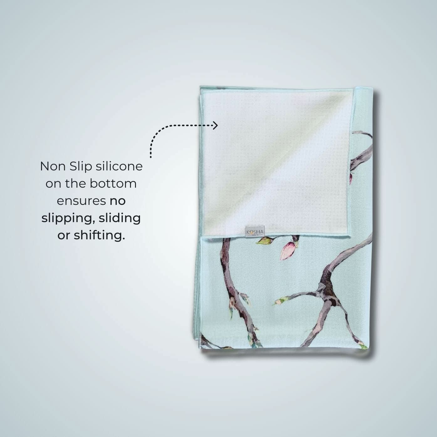 travel friendly machine washable yoga towels in tropical print by kosha yoga co