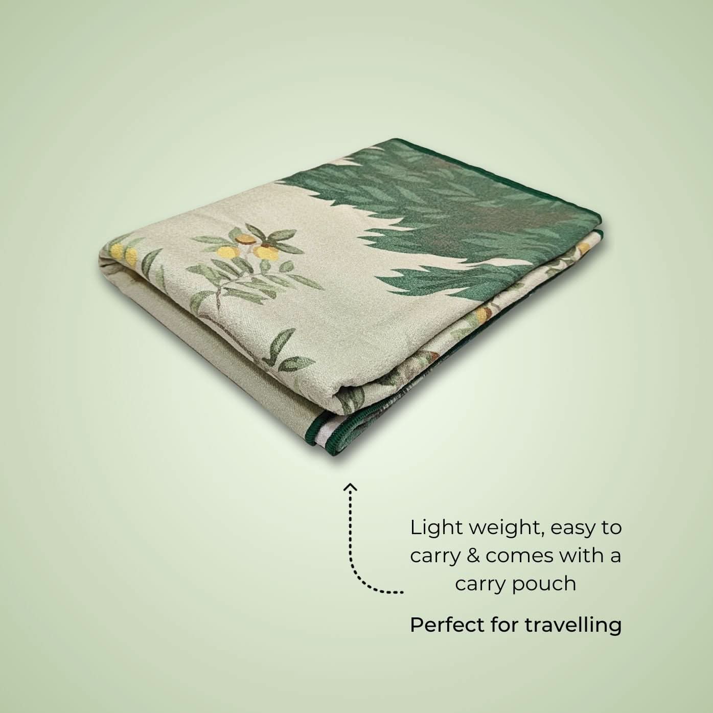 extra long and wide non slip yoga towels by kosha yoga co in evergr tropical animal print by kosha evergreen