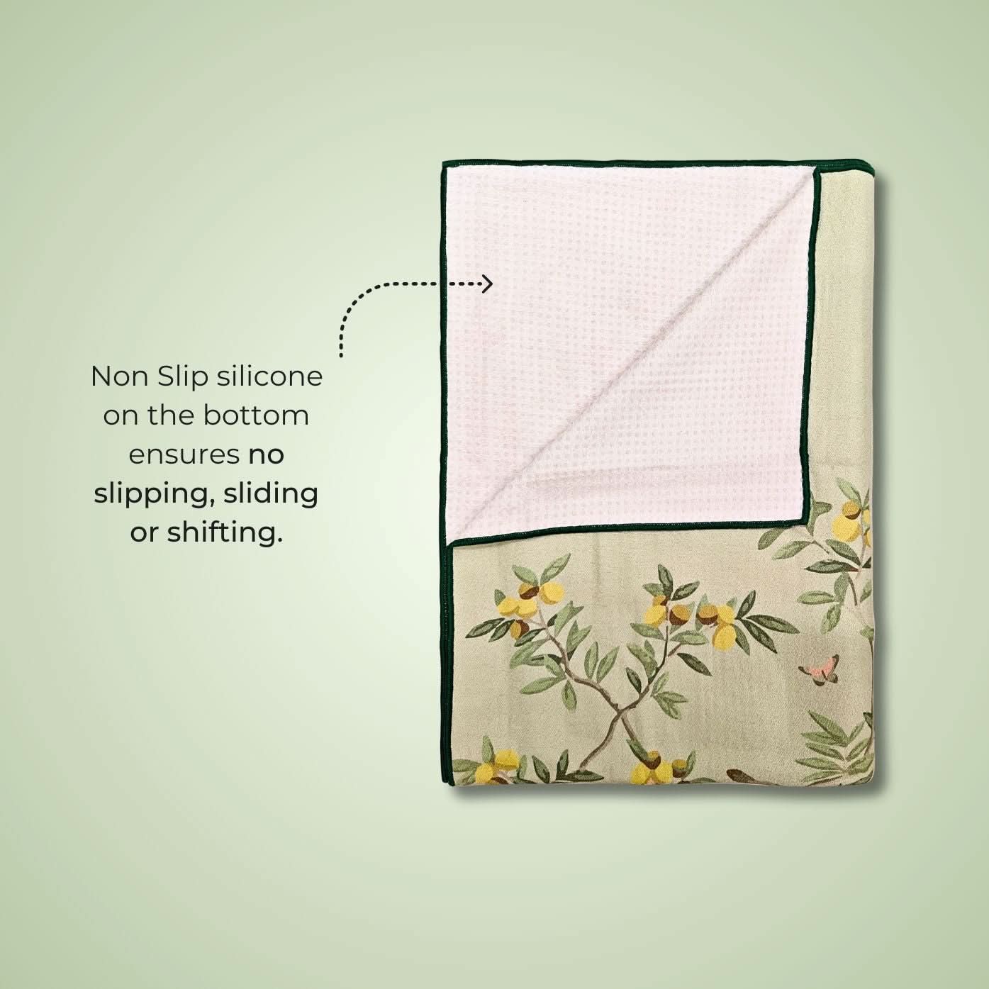 travel friendly machine washable yoga towels in tree print by kosha yoga co