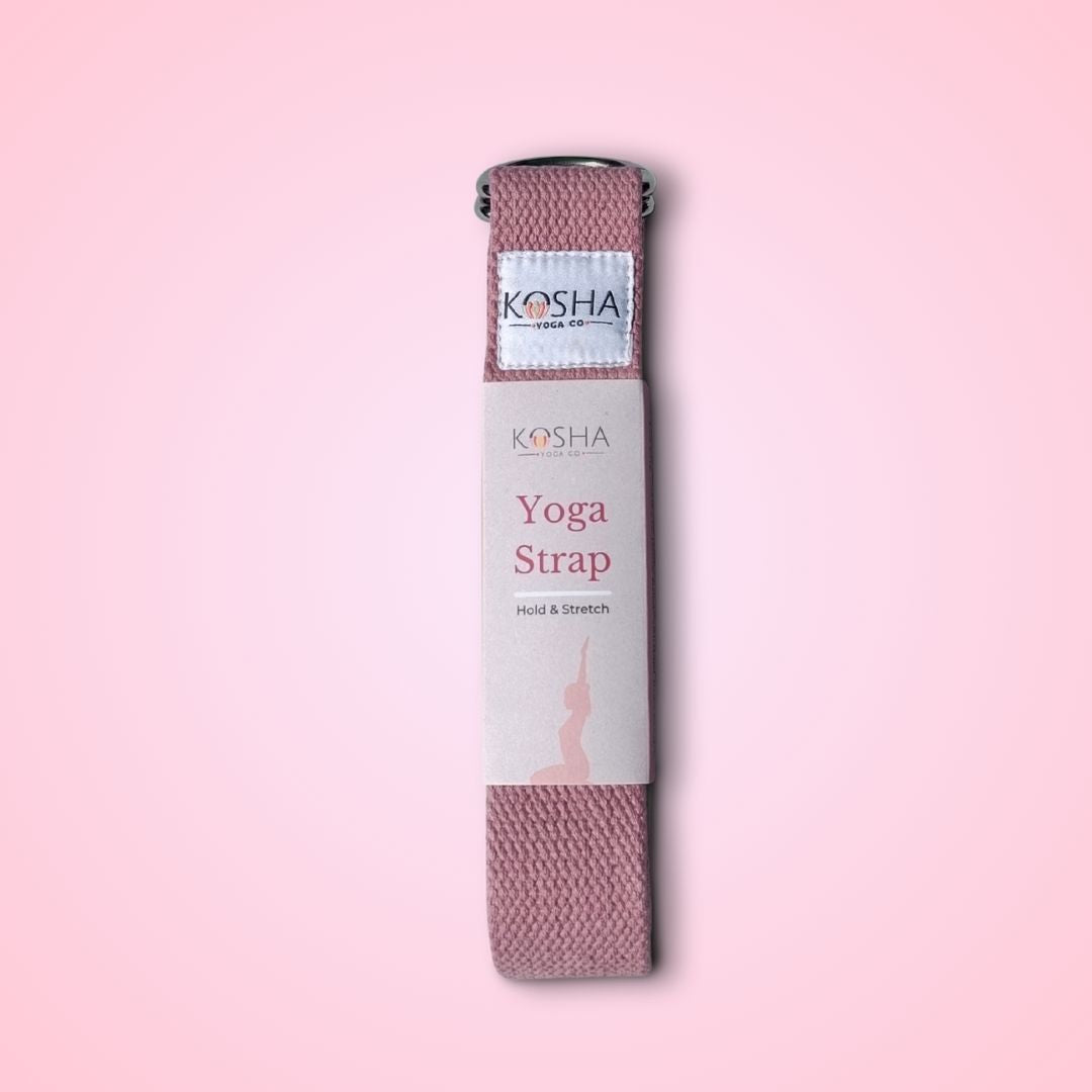 extra long extra wide yoga belt with buckle made from organic cotton in red colour by kosha yoga co