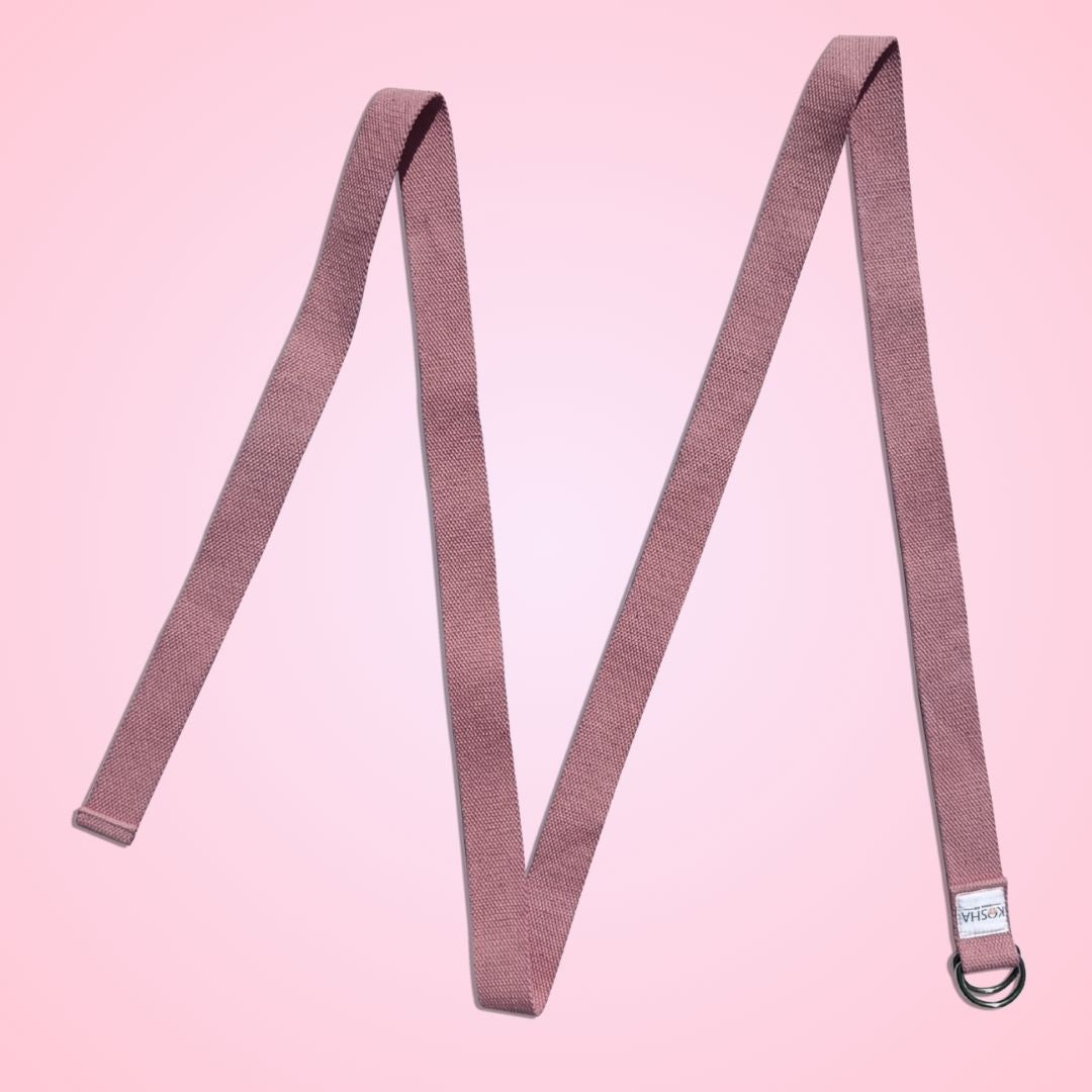 extra long extra wide yoga belt with metal buckle made from organic cotton in red colour by kosha yoga co