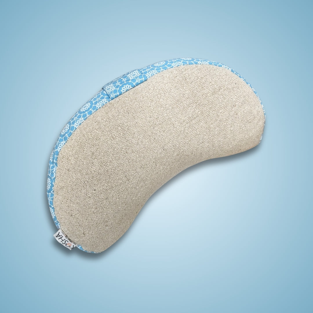 Crescent half moon meditation cushion made from recycled materials