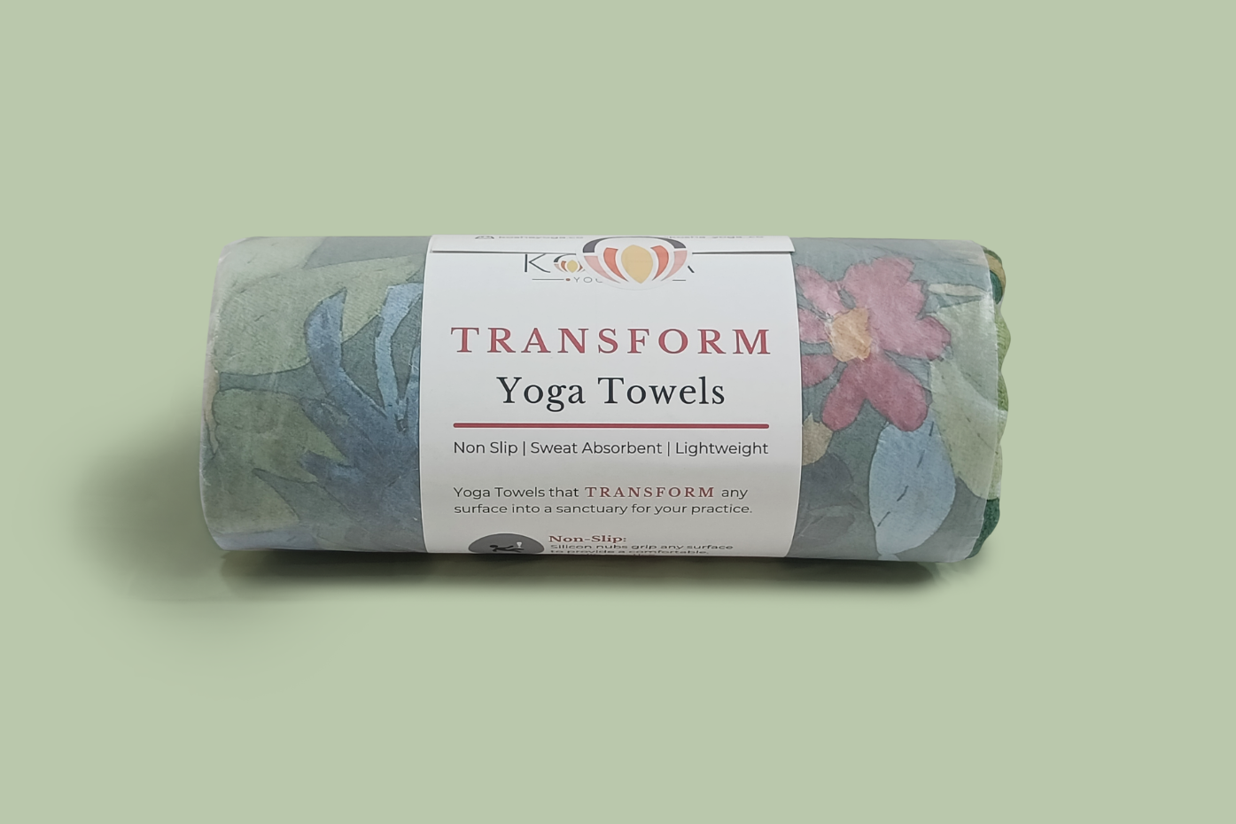 sweat-absorbent, anti-slip, machine washable yoga towels in green colour by kosha yoga co