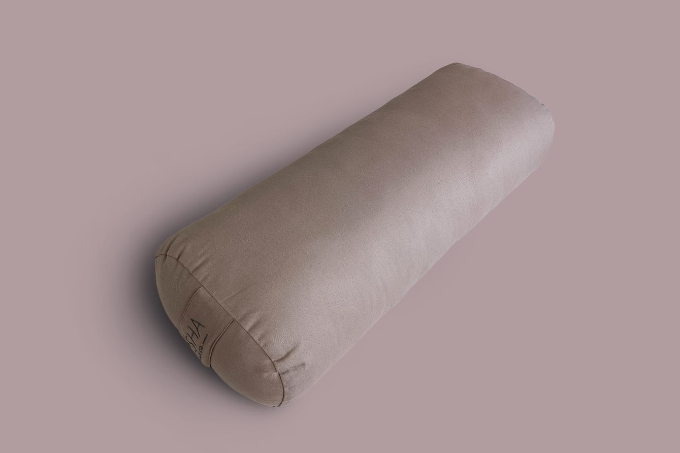 Yoga bolster with cotton cover with soft cushioning for yin yoga restorative yoga relaxation mindfulness meditation in beige cream brown natural colour