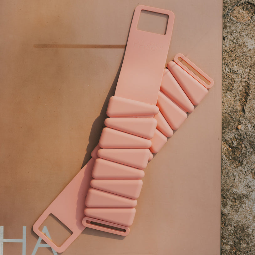silicone ankle weights by kosha yoga co in pink colour