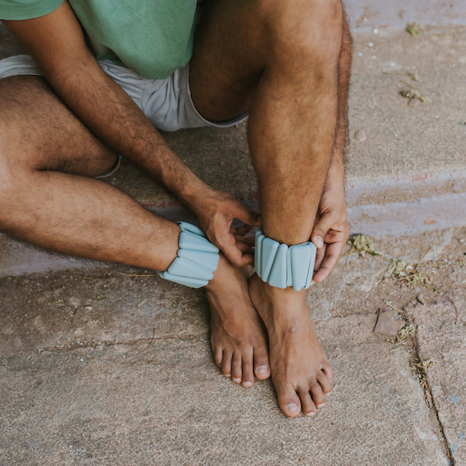 adjustable wrist and ankle weights for yoga and exercise in green colour