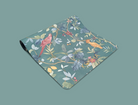 green printed floral yoga mat with non slip top and rubber base
