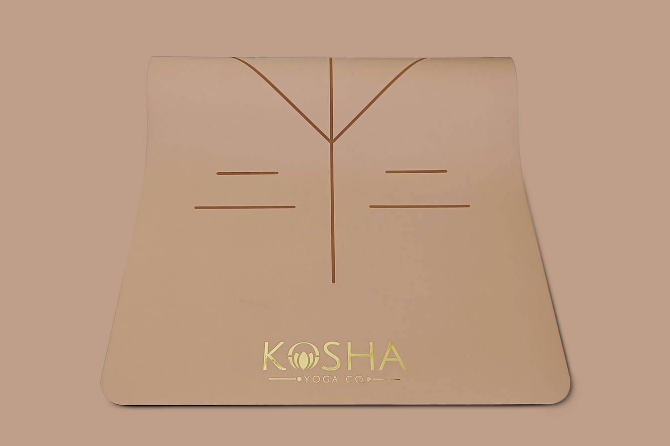 natural rubber organic mat with anti skid surface for men and women by kosha yoga co in brown colour