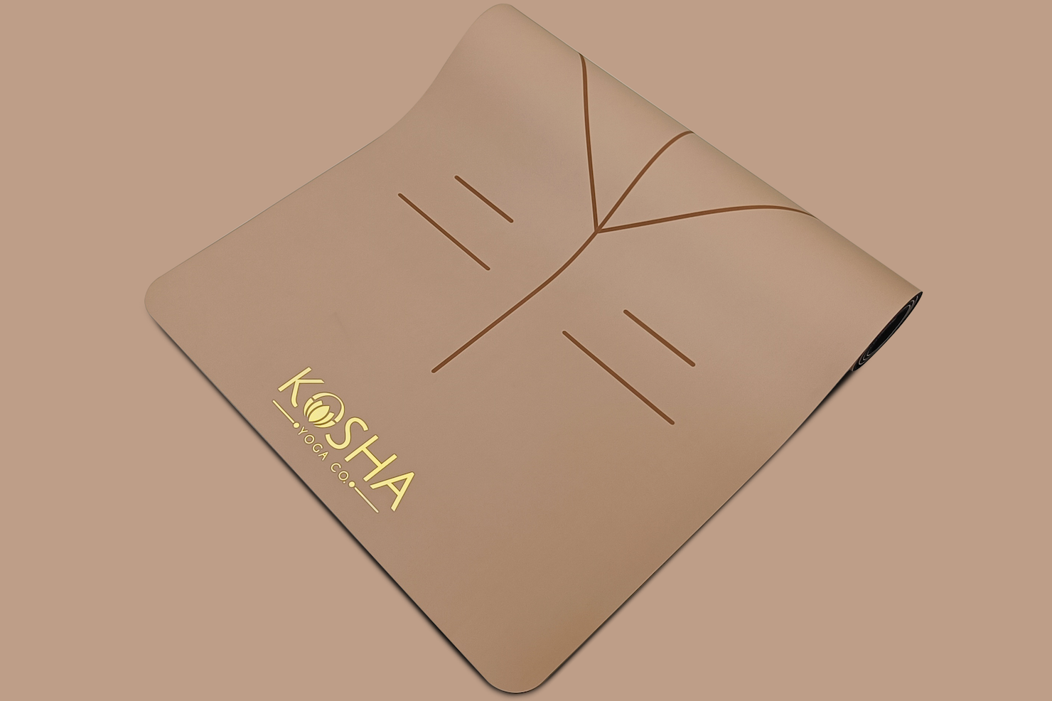 premium non slip sweat proof brown colour unisex yoga mat by kosha yoga co