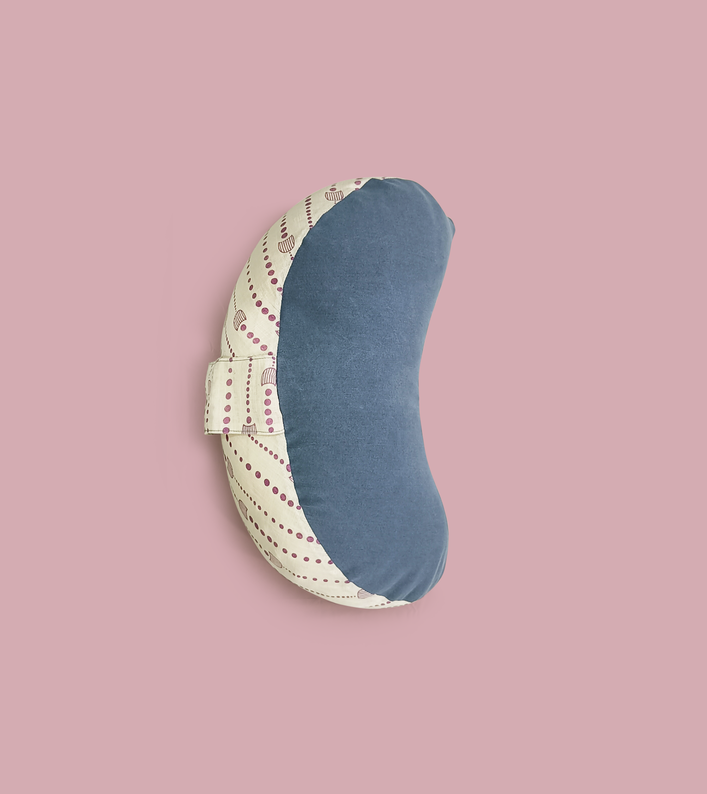 Crescent half moon meditation cushion made from recycled materials