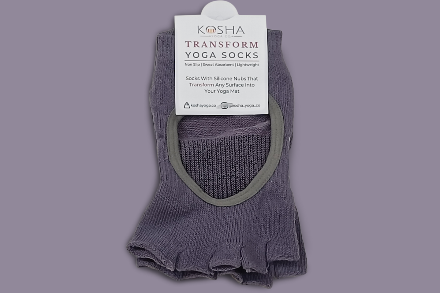 yoga socks and gloves for men and women made from cotton and anti skid non slip silicone in purple colour