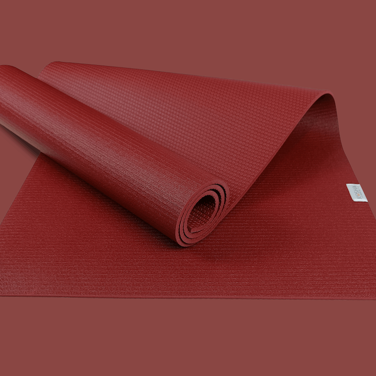 red colour reversible yoga mat for weights shoes cardio and home workoutss