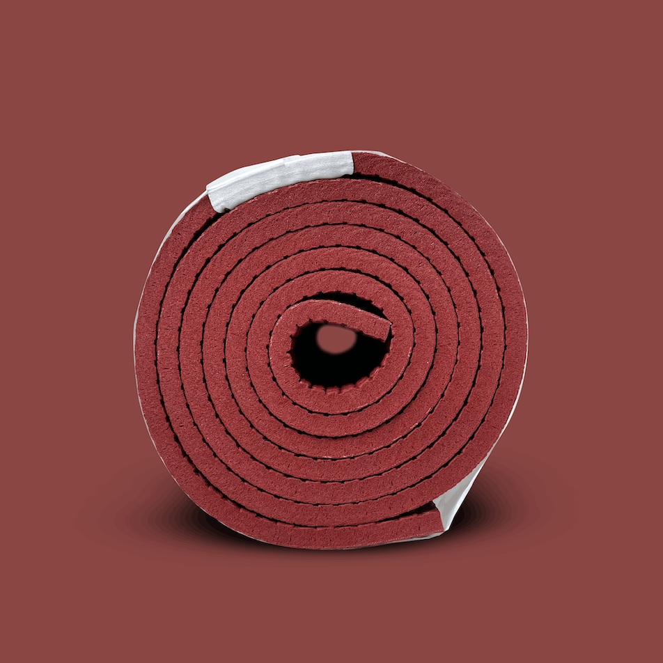 red colour 7mm thick yoga and exercise mat by kosha yoga co with lifetime warranty