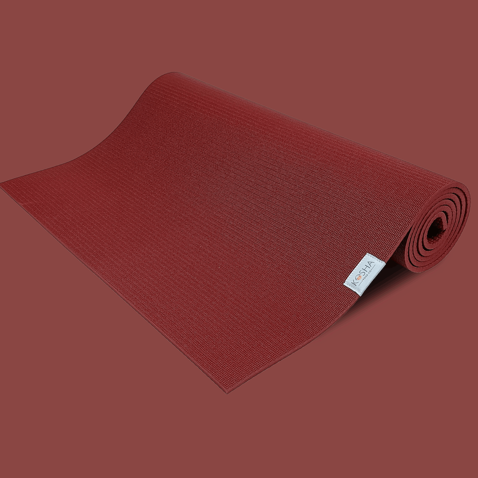 red colour exercise mat for weights training cardio and gym by kosha yoga co