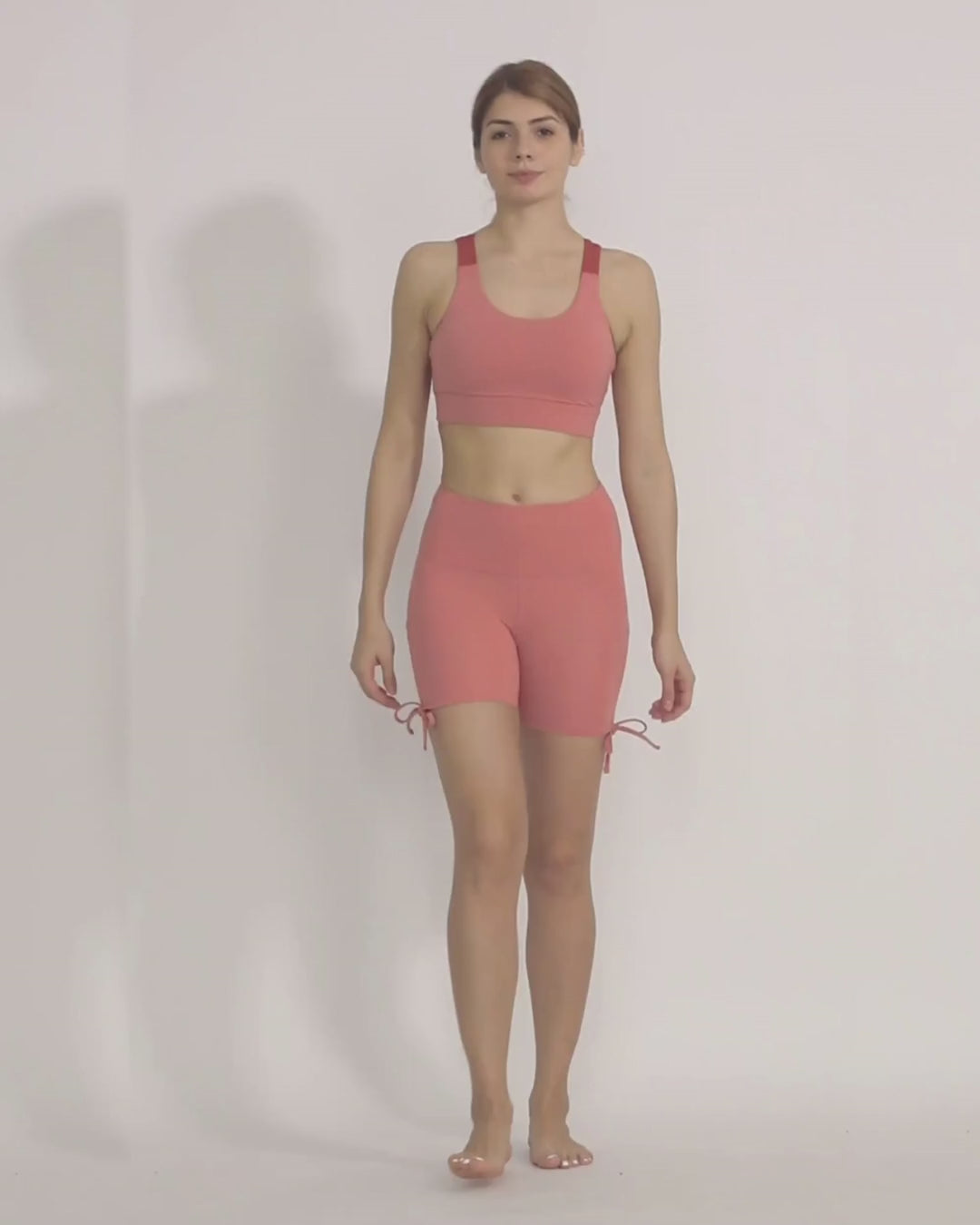 Pink sports bra with wide strap and removable cups by kosha yoga co India
