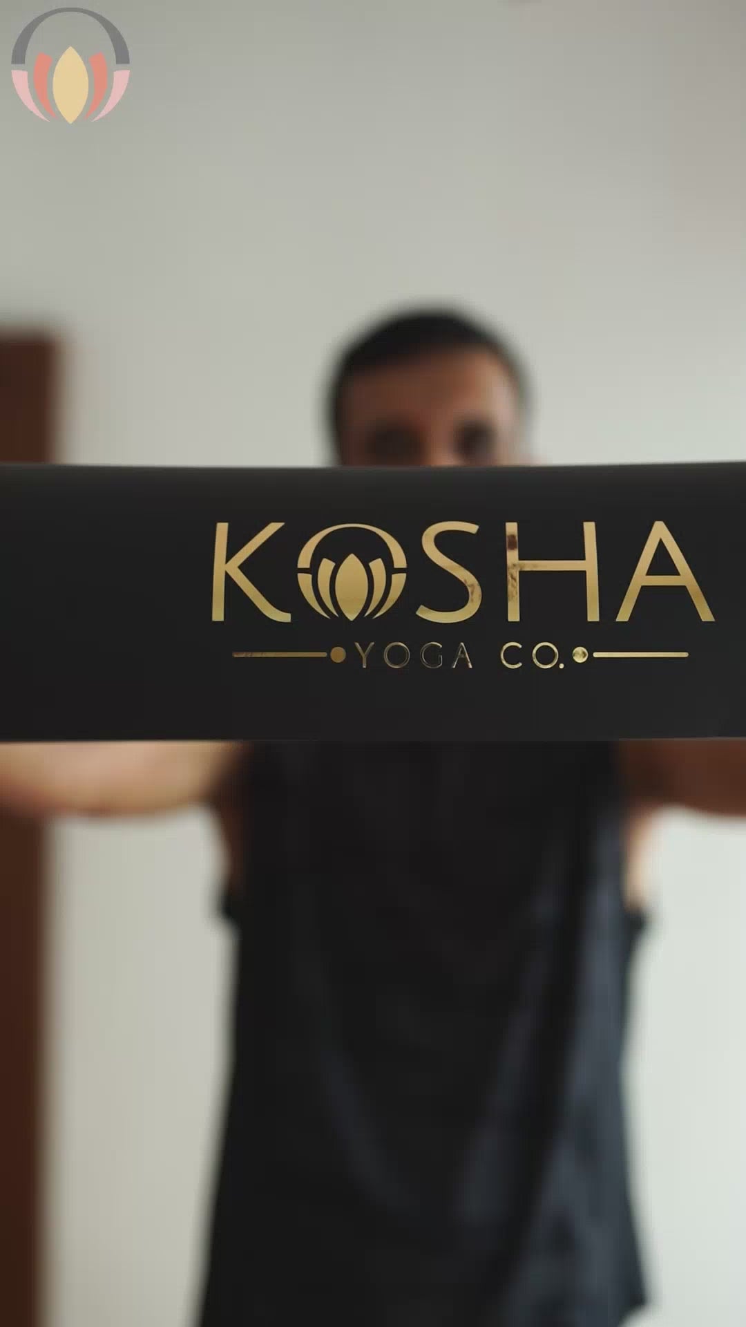 Sweat Absorbent Non Slip Rubber Yoga Mat With Alignment Lines In Black Colour By Kosha Yoga Co