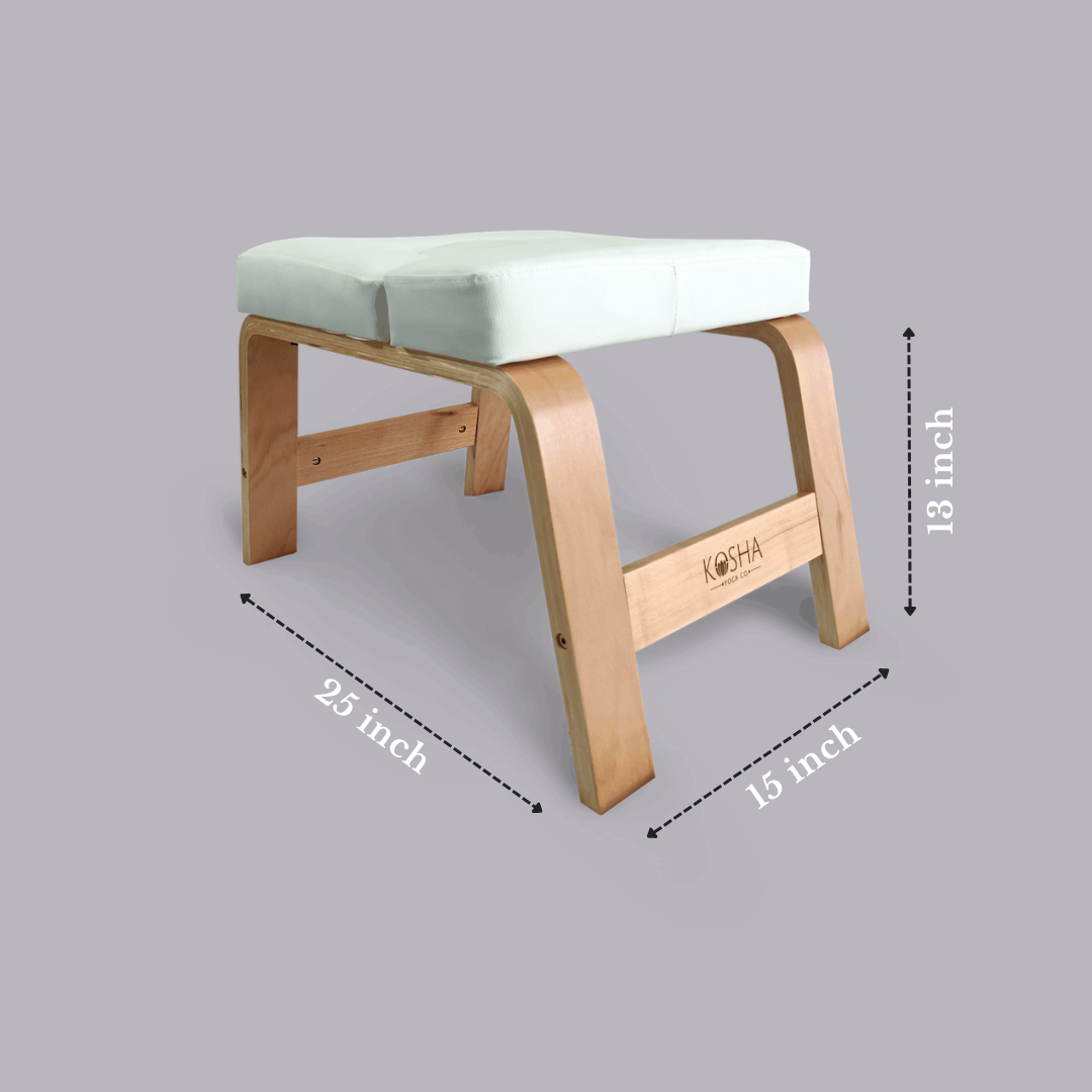 Dimensions Of Wooden Handstand Yoga Chair With Removable Cushion By Kosha Yoga Co