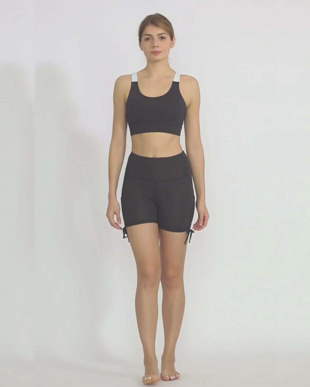Black sports bra with wide strap and removable cups by kosha yoga co India