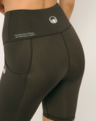 Black squat proof shorts for yoga and sports bra yoga set by kosha yoga co