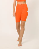 Sustainable activewear made out of recycled materials by Kosha Yoga Co. Squat proof, stretchable biker shorts for yoga, gym, workouts, running.