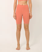 Sustainable activewear made out of recycled materials by Kosha Yoga Co. Squat proof, stretchable biker shorts for yoga, gym, workouts, running.