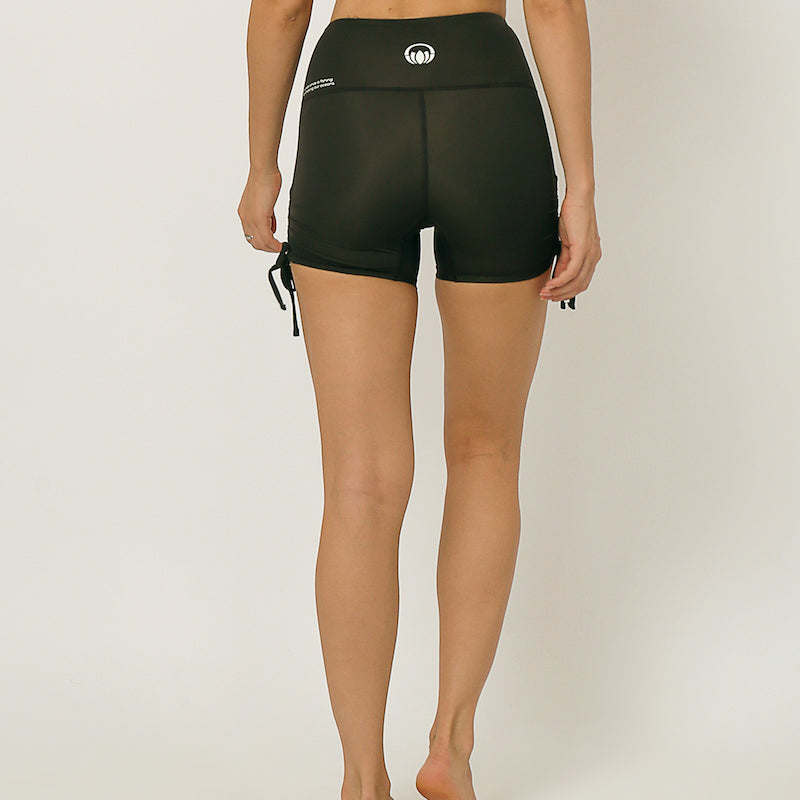 black yoga set with sports bra and shorts by kosha yoga co in black
