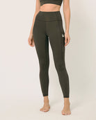 Black ankle length leggings for yoga and sports bra set by kosha yoga co