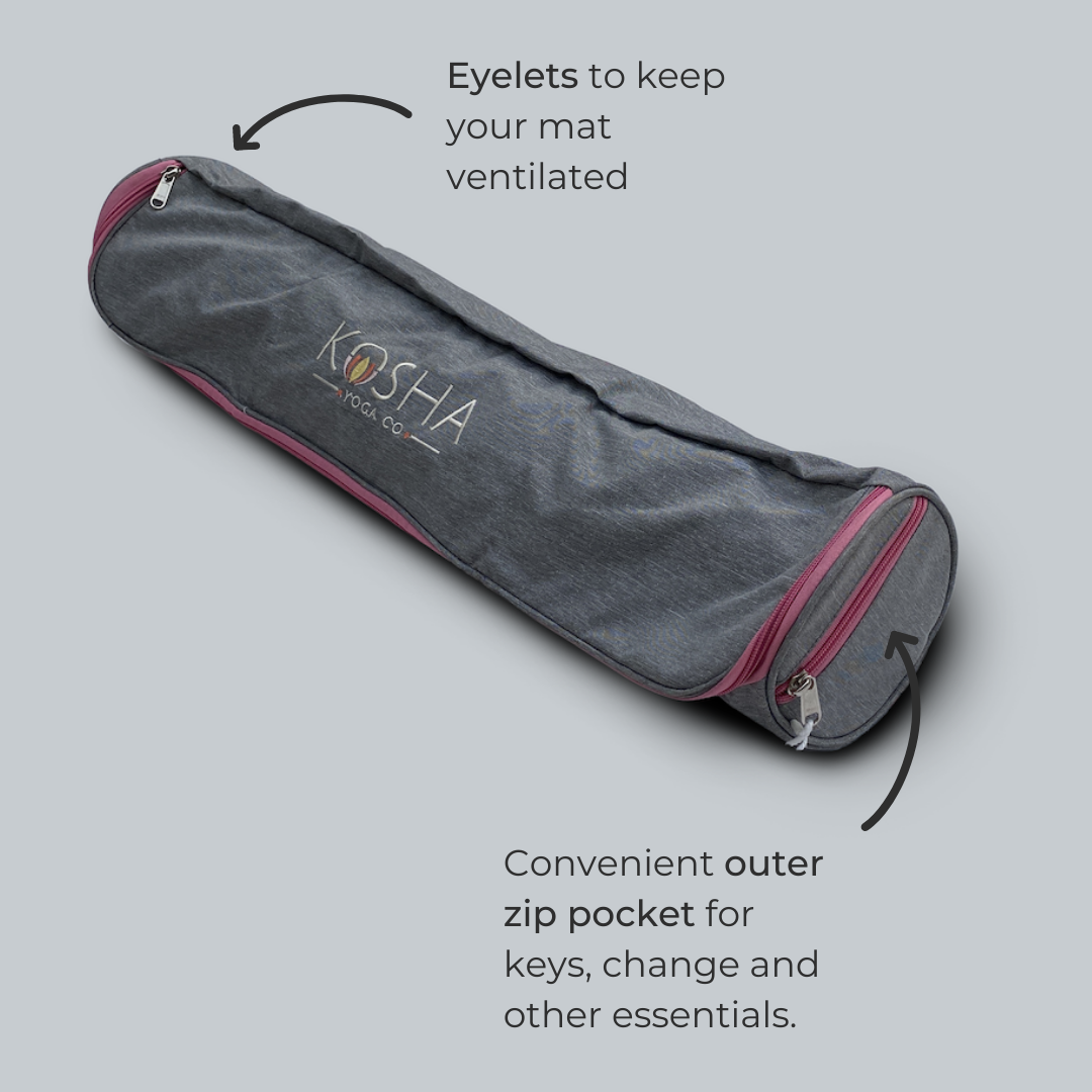 Pink Waterproof yoga mat bag with two pockets that fits all yoga mats