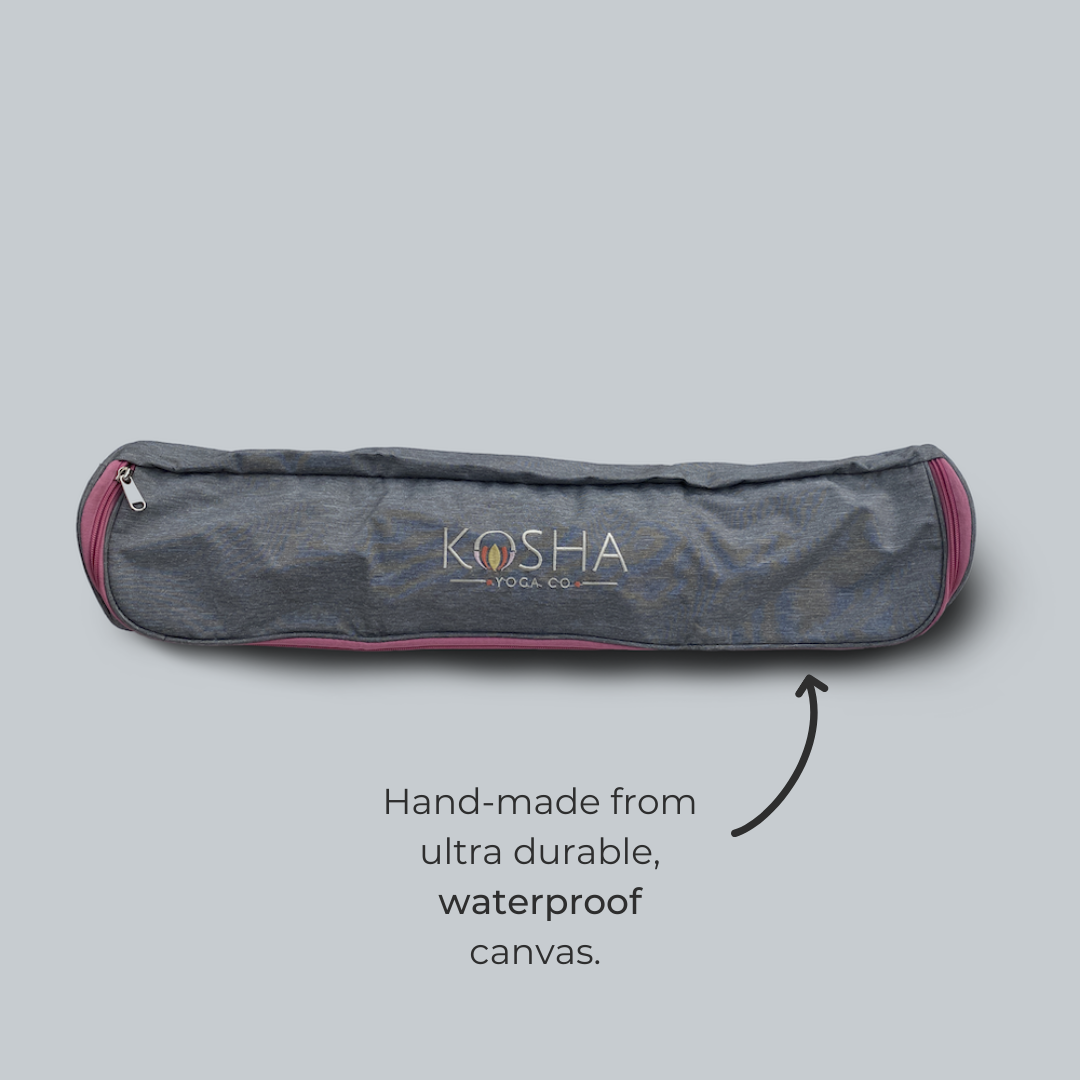 Pink Waterproof yoga mat bag with two pockets that fits all yoga mats